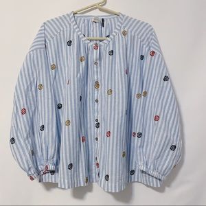 Anthro | Akemi + Kin Embroidered Peasant Top